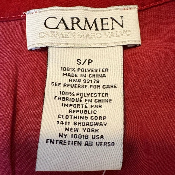 Carmen Marc Valvo Red Embellished Relaxed Blouse - Picture 3 of 7